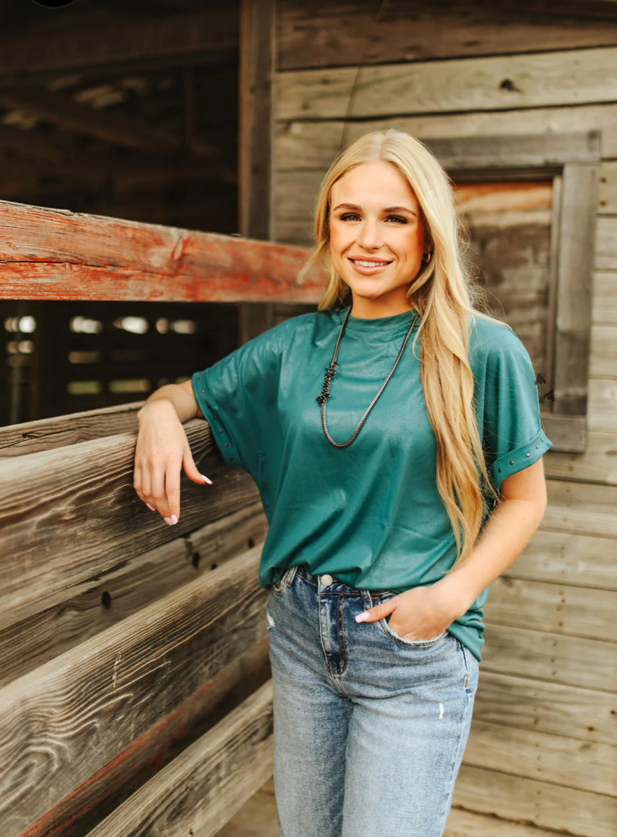 The Luxy Bucks Teal Top