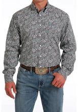 Load image into Gallery viewer, Cinch Gray/Teal Paisley Button Up