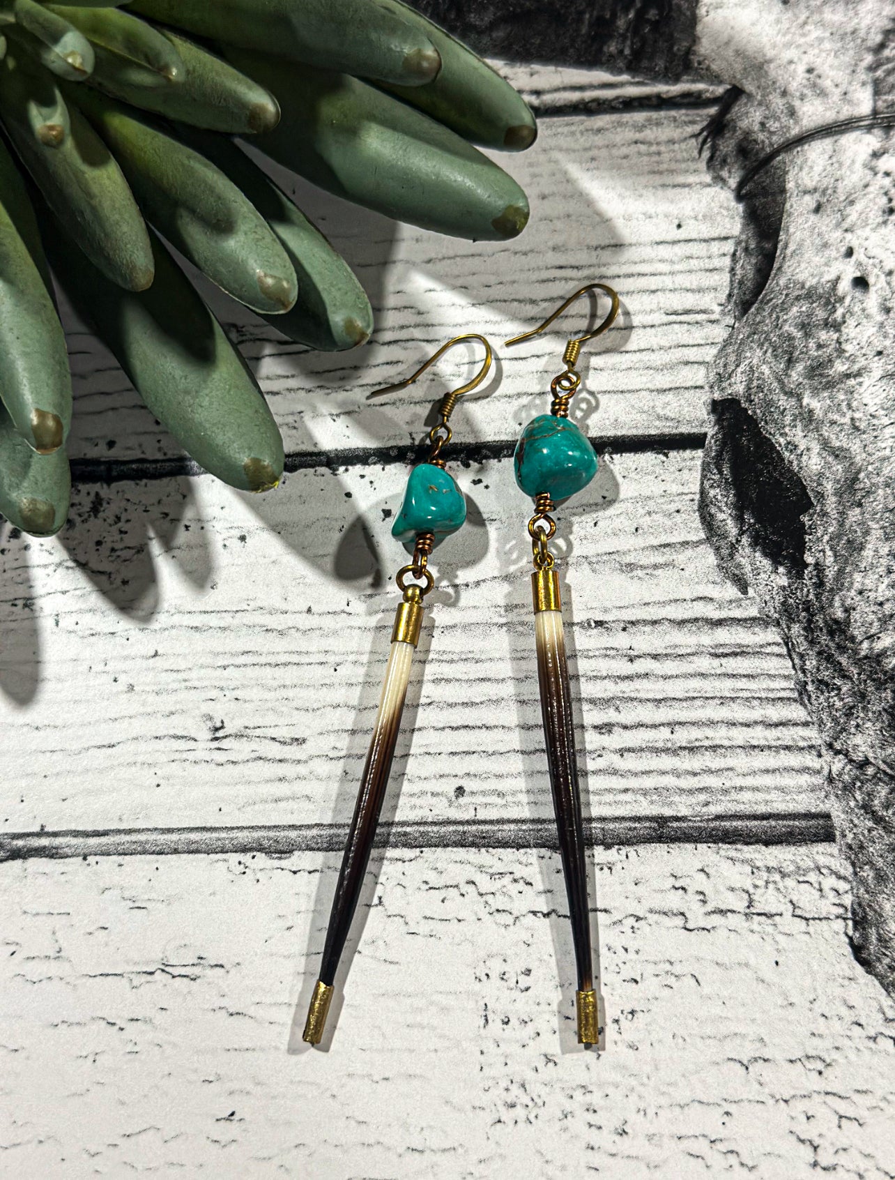 The South African Porcupine & Turquoise Earrings