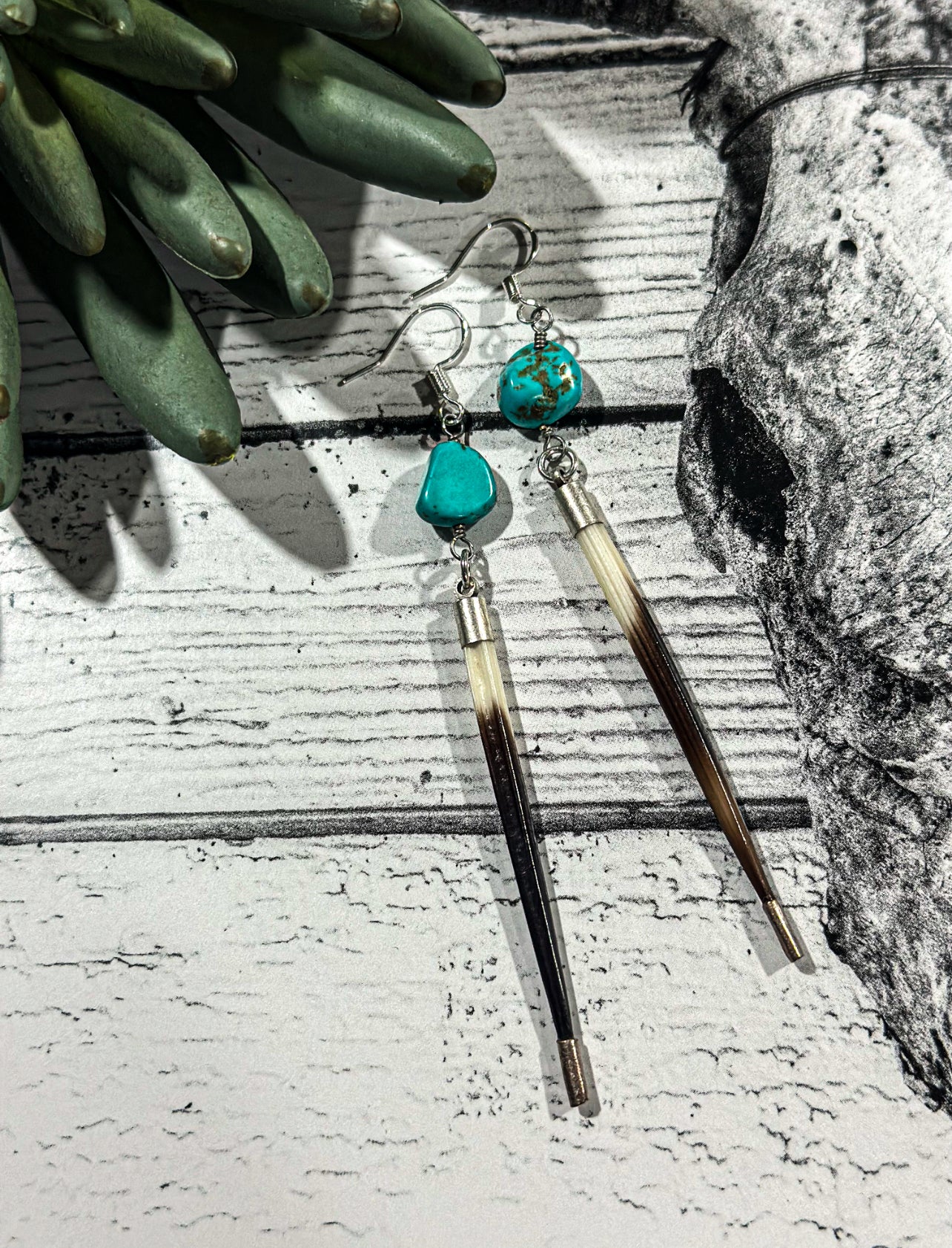 The South African Porcupine & Turquoise Earrings