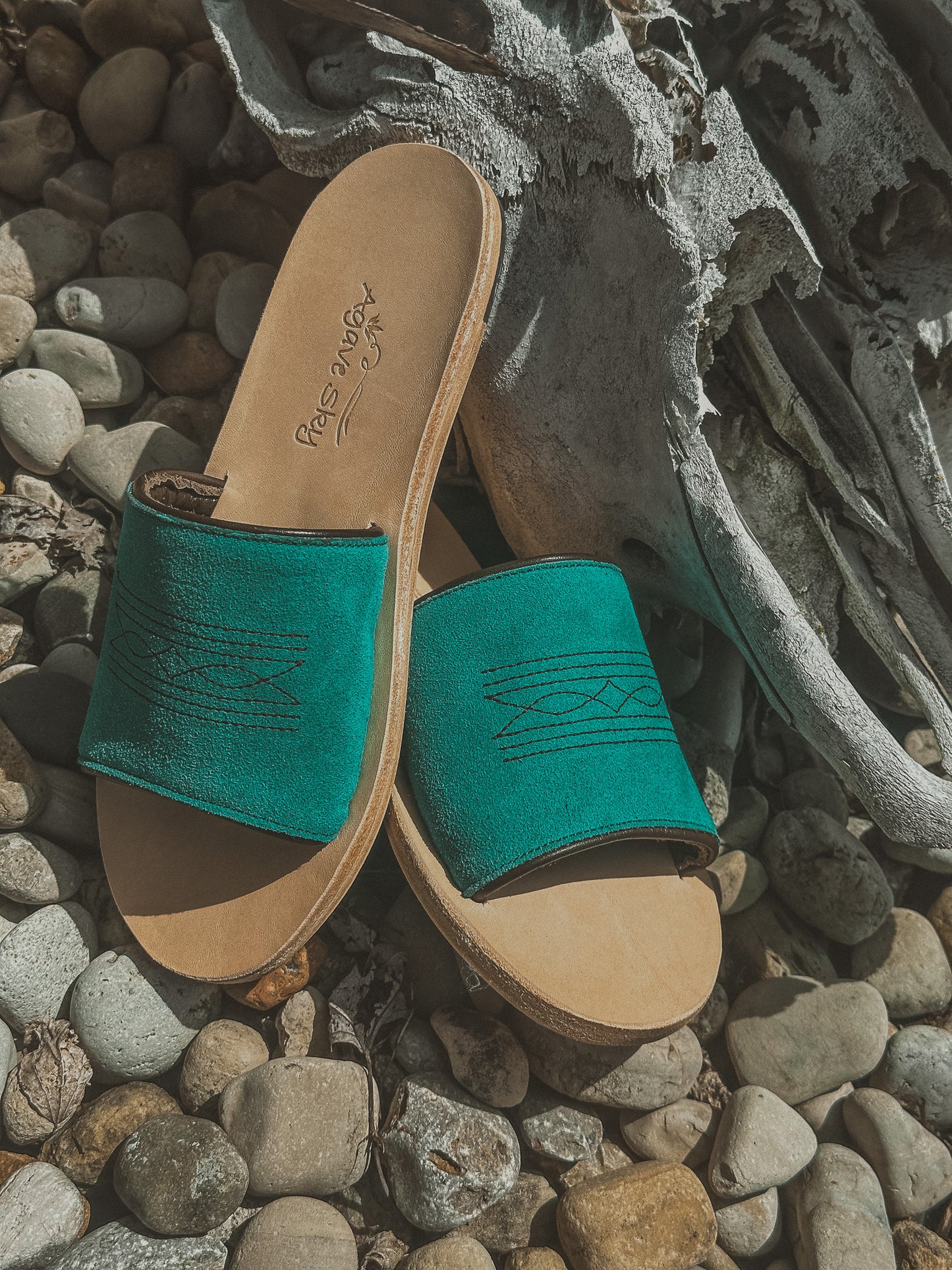 The Nadia Western Turquoise & Brown Sandal