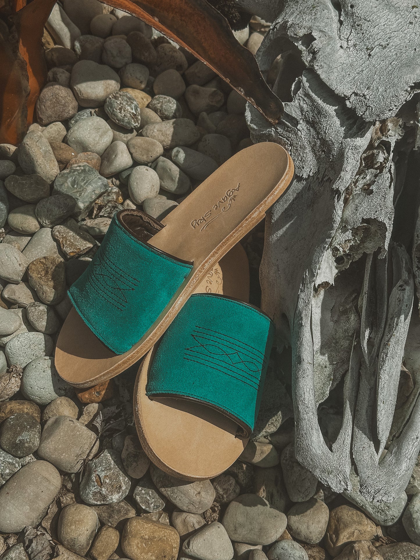 The Nadia Western Turquoise & Brown Sandal