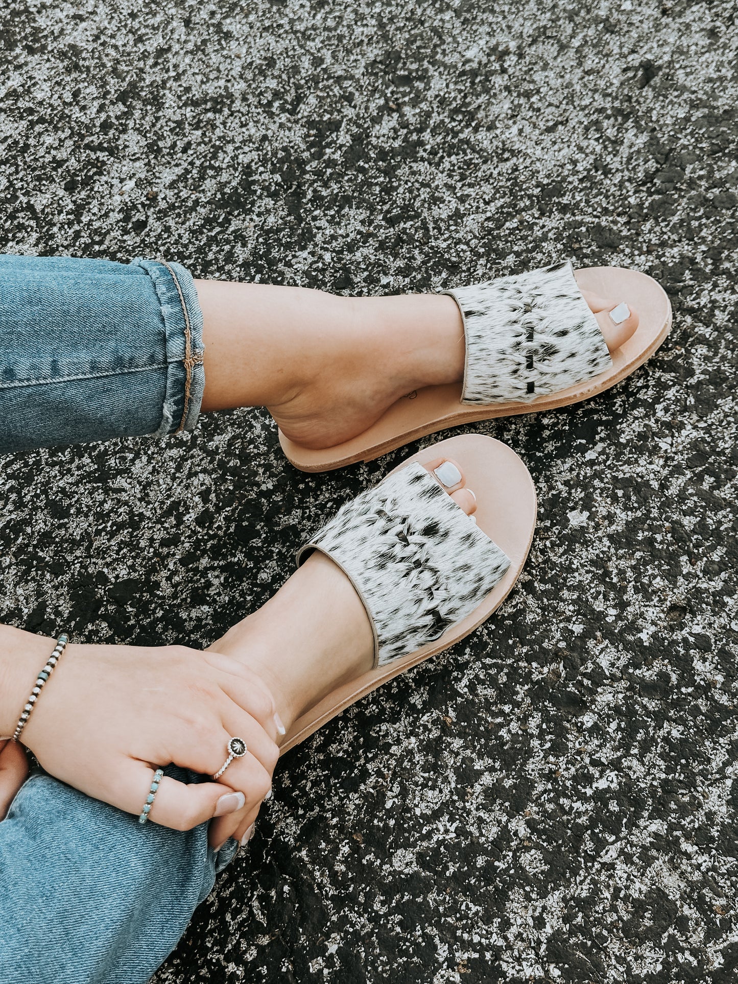 The Nadia Woven Salt & Pepper Sandal