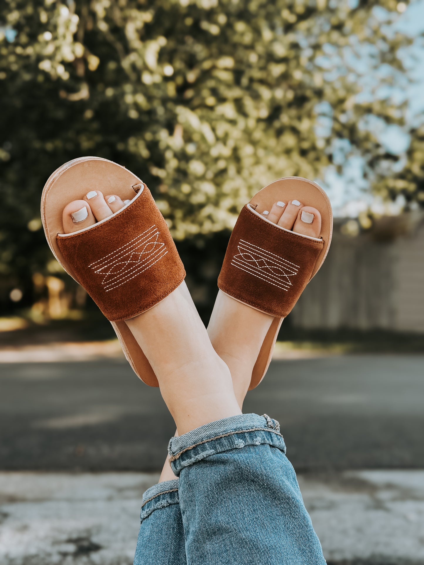 The Nadia Western Rust & Cream Sandals