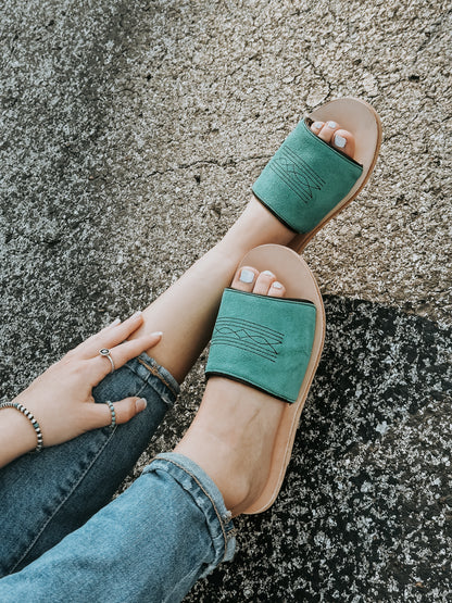 The Nadia Western Turquoise & Brown Sandal