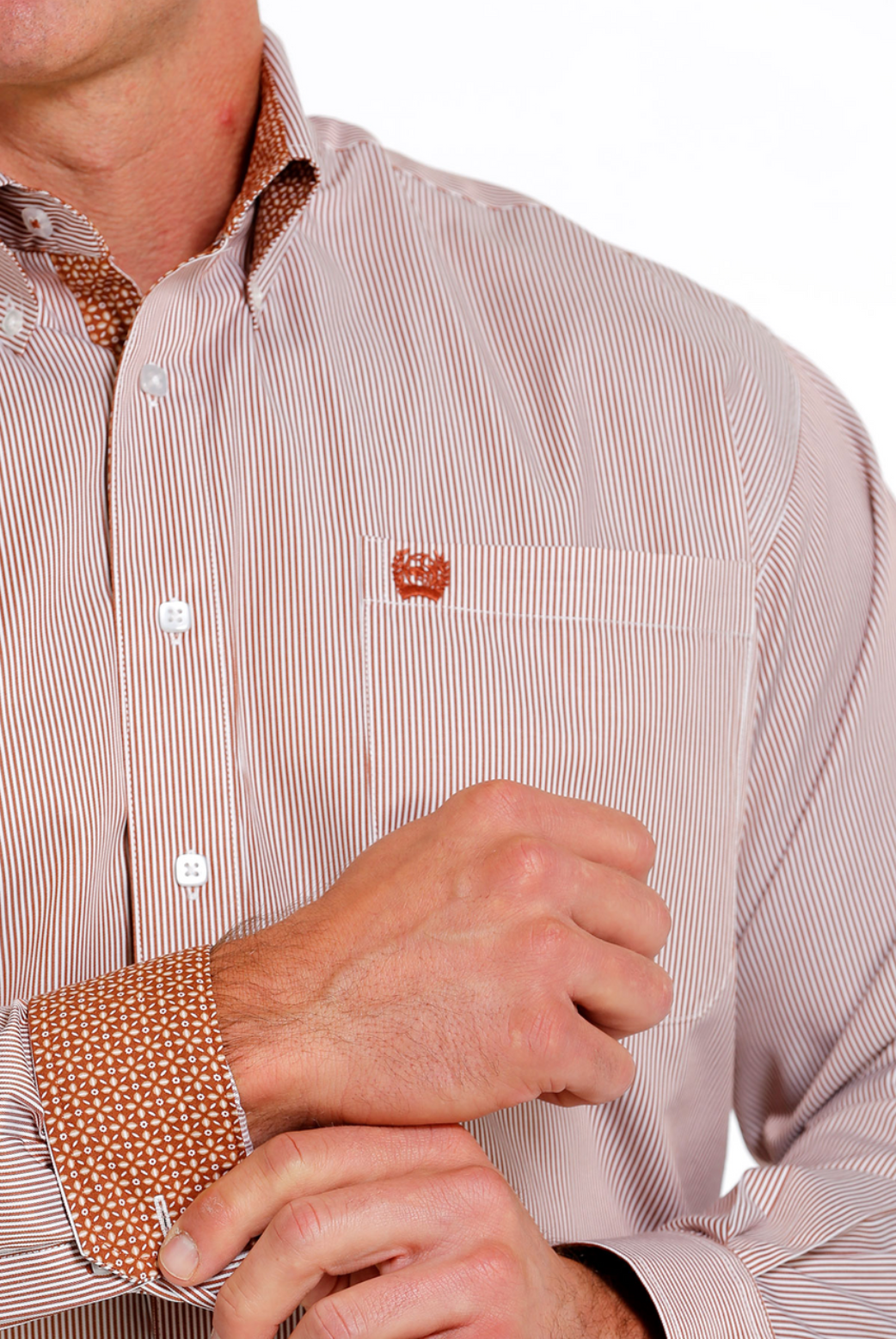 Cinch Brown Stripe Button Up