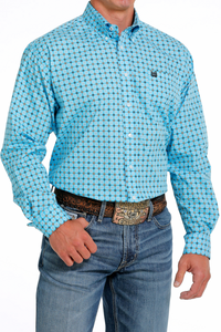 Cinch Turquoise Geo Print Button Up