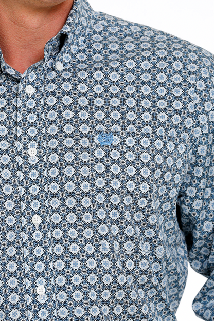 Cinch Blue Geo Print Button Up